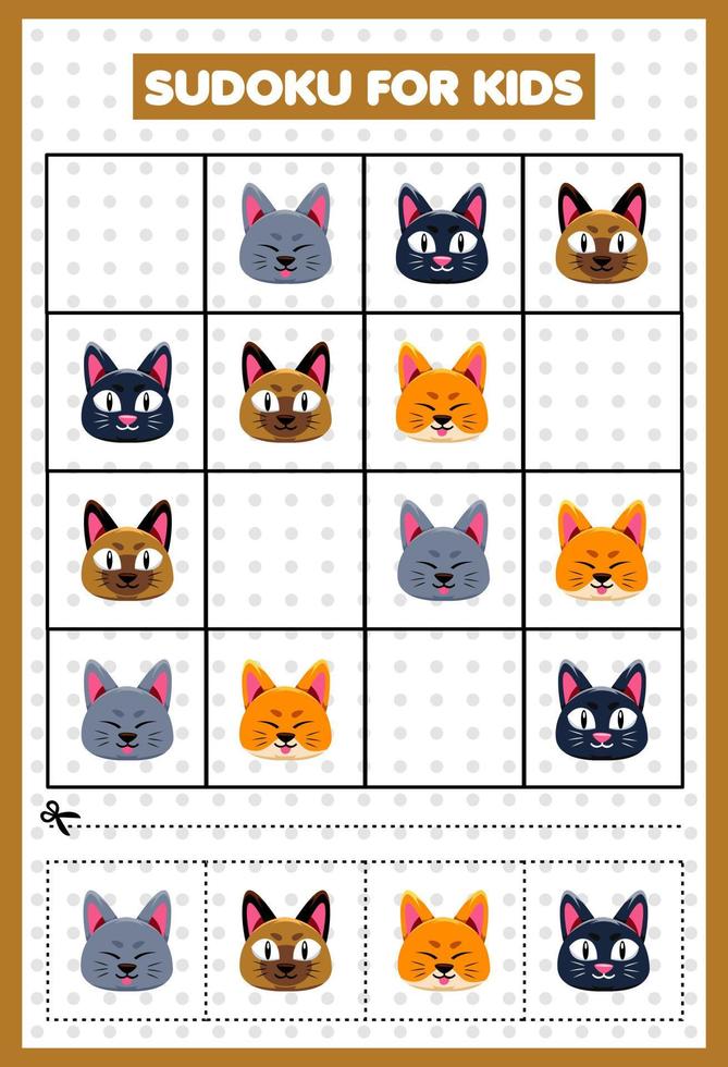 sudoku pour enfants chat vecteur
