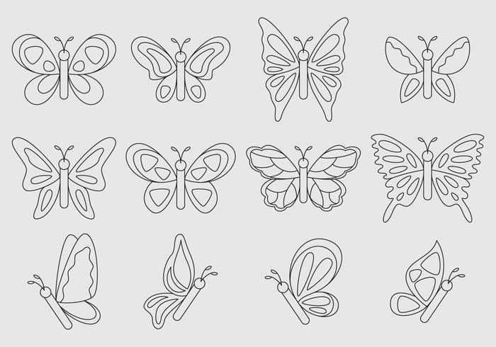 Papillons vectoriels linéaires vecteur