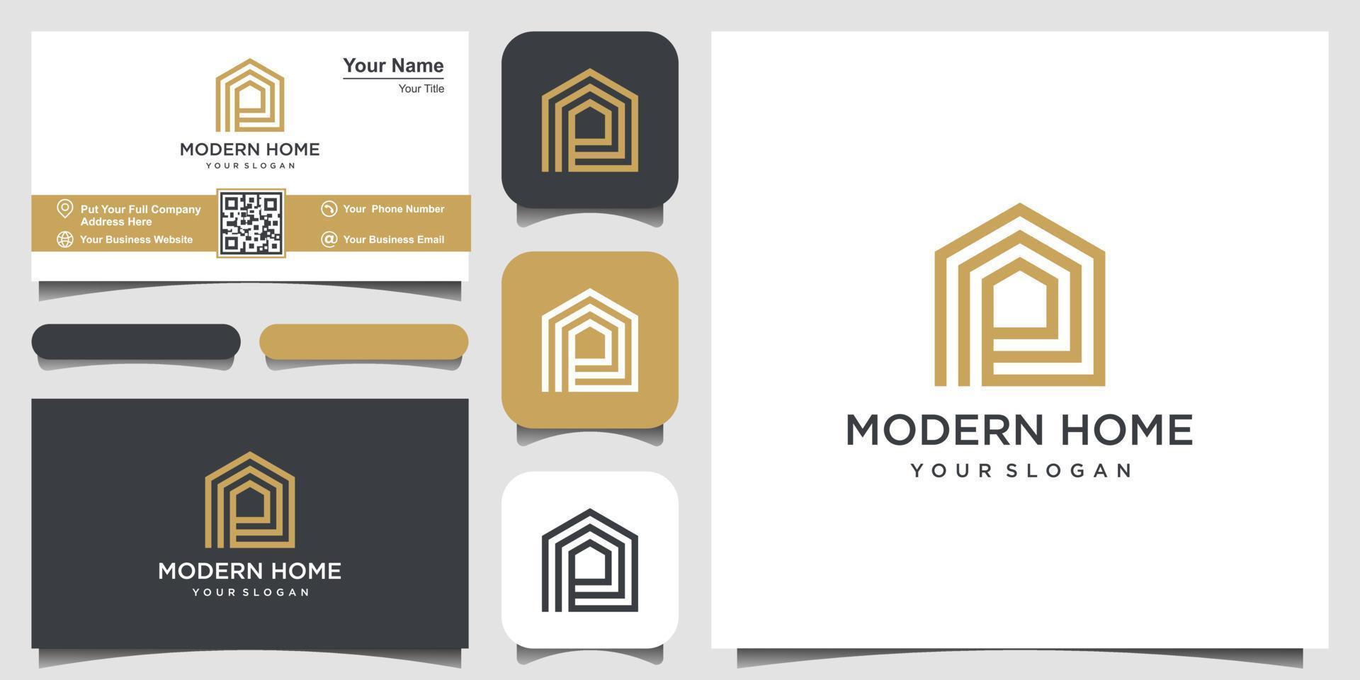 logo vecteur de maison moderne pour la construction, la maison, l'immobilier, le bâtiment, la propriété. modèle de conception de logo professionnel à la mode minimal et conception de carte de visite