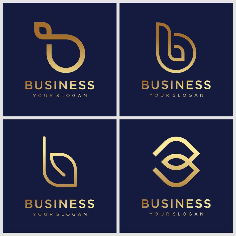 modèle de conception de logo créatif lettre d'or b vecteur