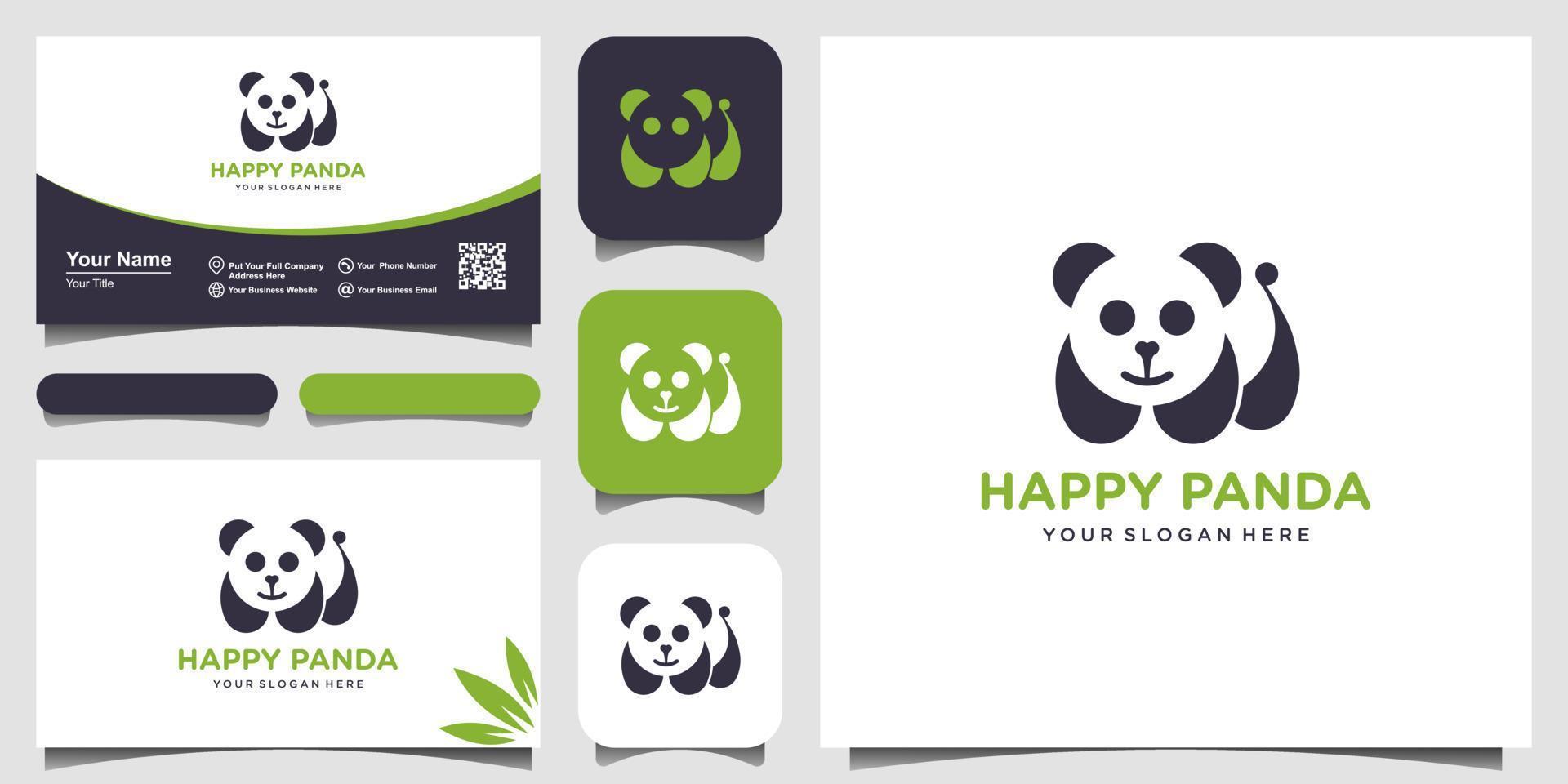 illustration de logo vectoriel panda. tête de panda. visage animal souriant. ours en bambou logotype d'ours chinois. symbole du carnaval. image mignonne. et conception de carte de visite