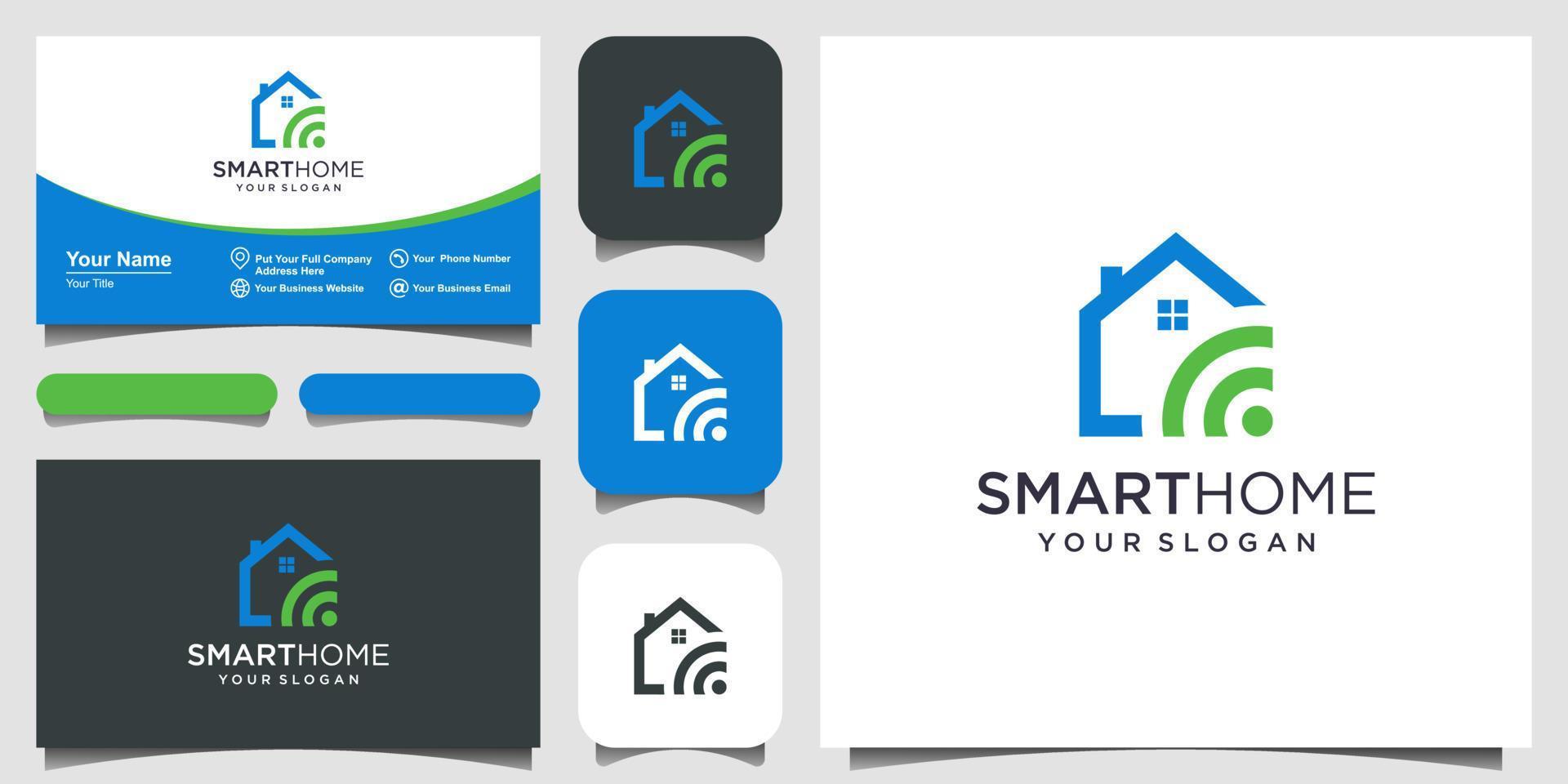 vecteur de logo de technologie de maison intelligente. création de logo, icône et carte de visite
