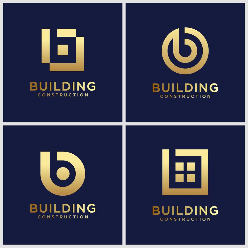 ensemble d'inspiration de conception de logo lettre b monogramme doré vecteur