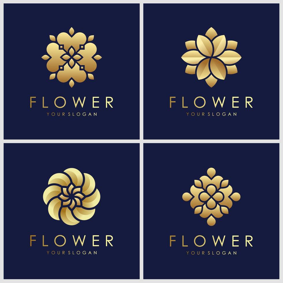 ensemble d'inspiration de conception de logo de fleur élégante dorée minimaliste. vecteur