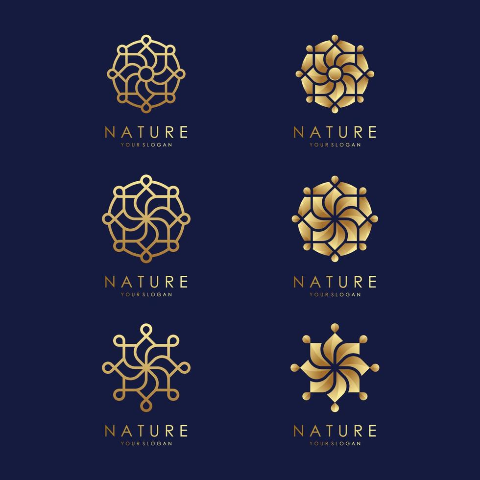 création de logo de fleur avec style d'art en ligne. les logos peuvent être utilisés pour le spa, le salon de beauté, la décoration, la boutique. vecteur