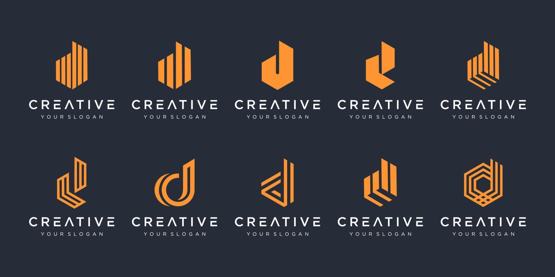 ensemble de modèle de conception de logo créatif lettre d. icônes pour les affaires de luxe, élégantes, simples. vecteur