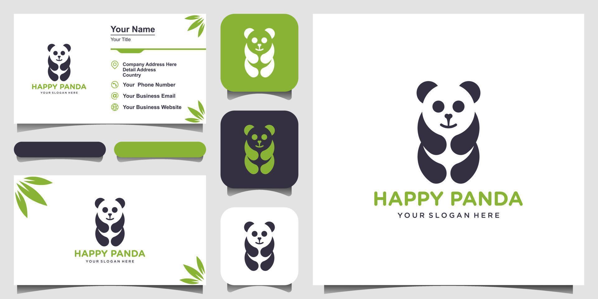 illustration de logo vectoriel panda. tête de panda. visage animal souriant. ours en bambou logotype d'ours chinois. symbole du carnaval. image mignonne. et conception de carte de visite