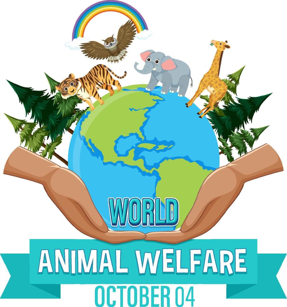 affiche de la journée mondiale du bien-être animal vecteur