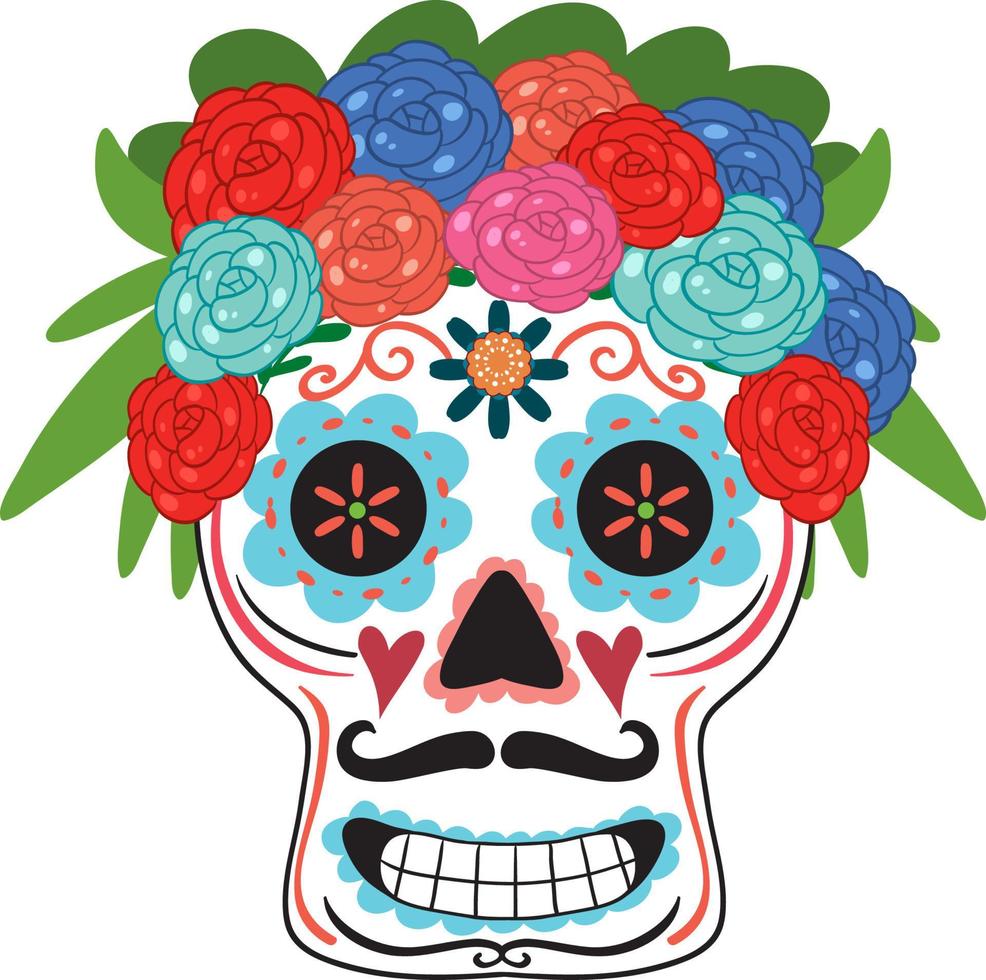 crâne mexicain isolé sur fond blanc vecteur