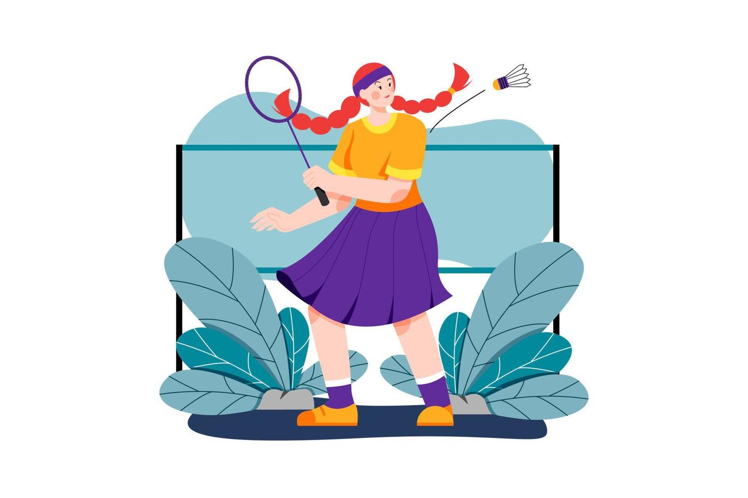 fille jouant au badminton vecteur