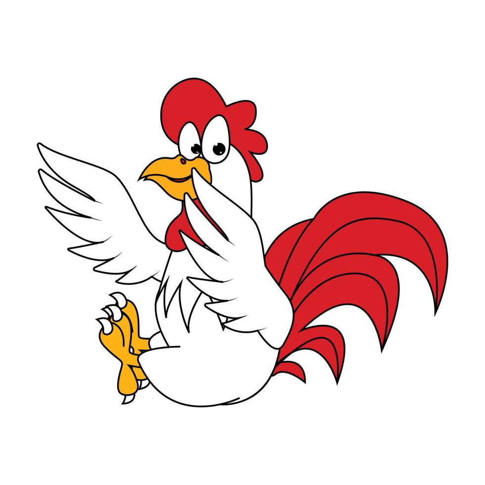 dessin animé animal coq mignon vecteur