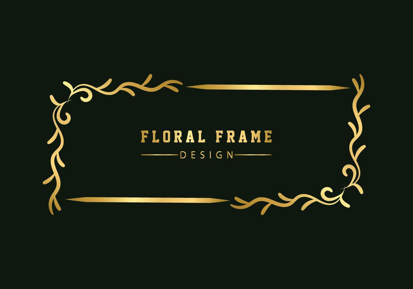cadre de luxe floral décoratif doré. motif floral rétro. vecteur