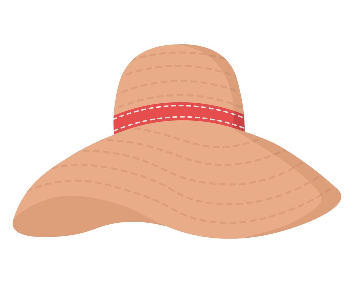 chapeau tissé pour bronzer sur la plage. doodle clipart plat. toutes les couleurs sont repeintes. vecteur