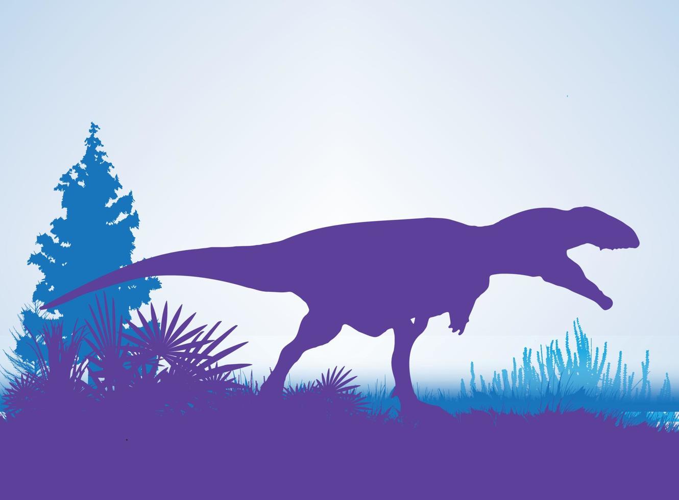 silhouettes de dinosaures giganotosaurus dans un environnement préhistorique couches qui se chevauchent arrière-plan décoratif bannière illustration vectorielle abstraite vecteur