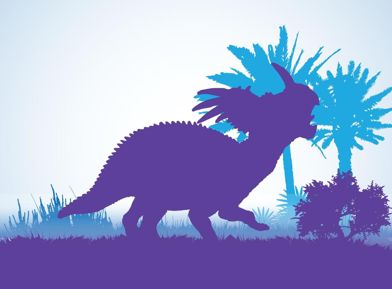 silhouettes de dinosaures styracosaurus dans un environnement préhistorique couches qui se chevauchent arrière-plan décoratif bannière illustration vectorielle abstraite vecteur
