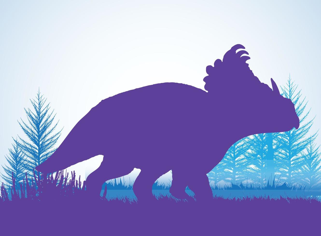 silhouettes de dinosaures sinoceratops dans un environnement préhistorique couches superposées fond décoratif bannière illustration vectorielle abstraite vecteur