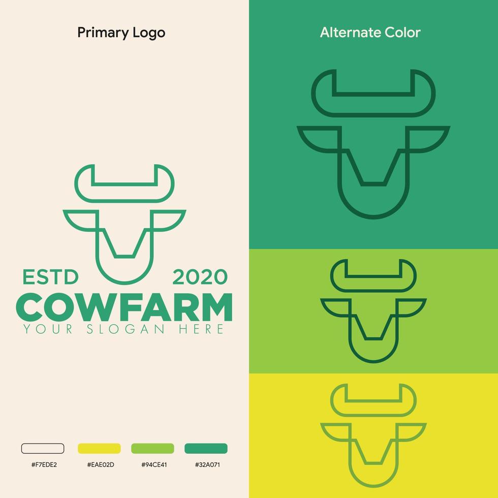 création de logo tête de vache minimaliste simple vecteur