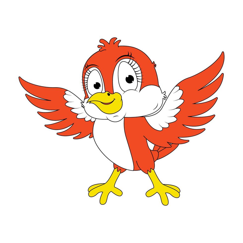graphique de dessin animé animal oiseau rouge mignon vecteur