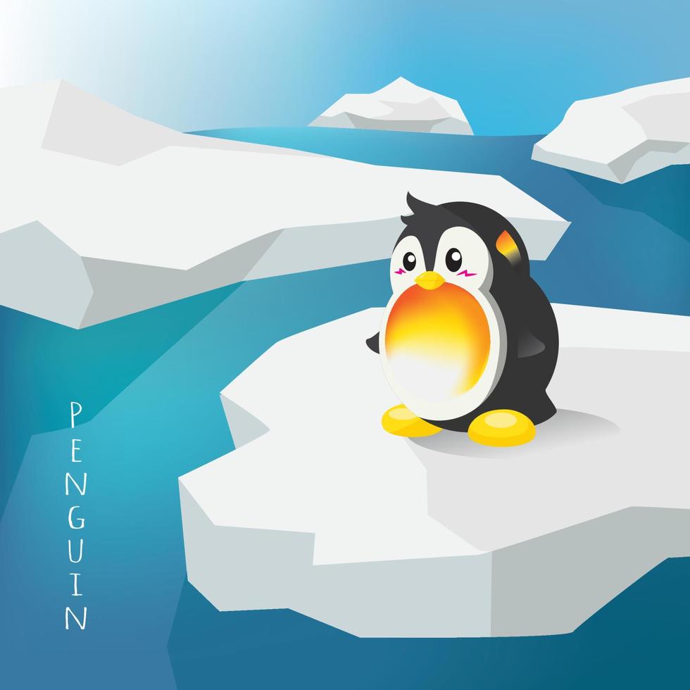 pingouin dans la glace de neige vecteur