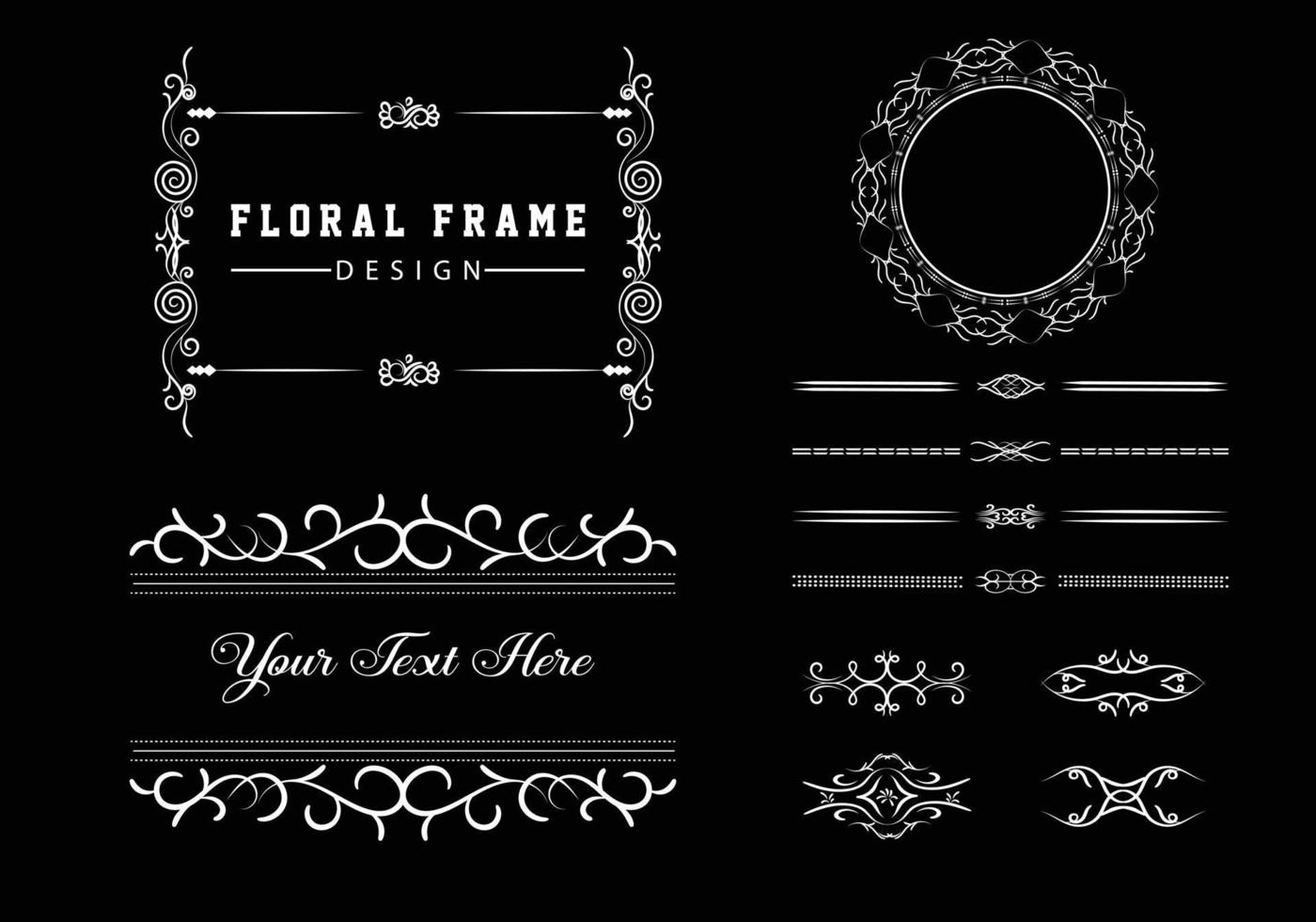 cadre rond décoratif doré pour la conception avec ornement floral. un modèle pour l'impression de cartes postales. vecteur