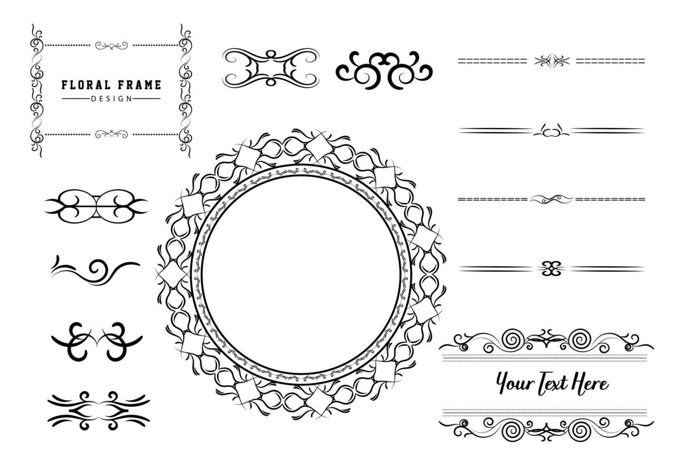 cadre rond décoratif doré pour la conception avec ornement floral. un modèle pour l'impression de cartes postales. vecteur