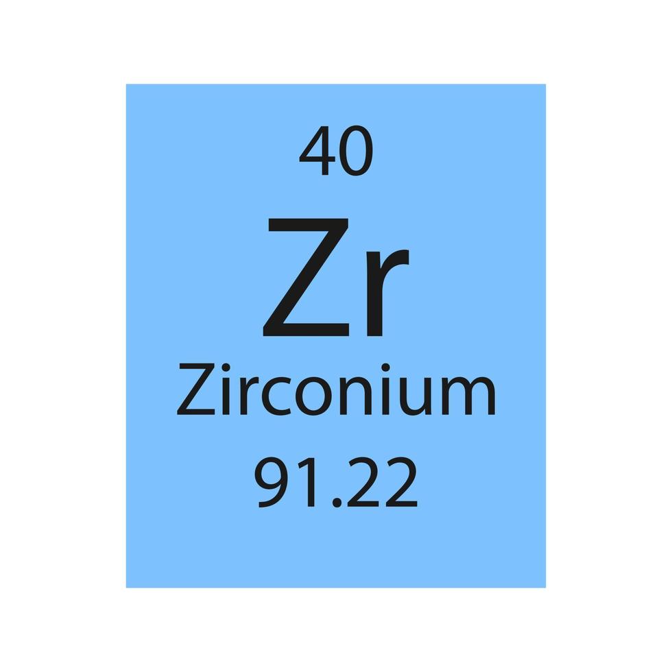 symbole du zirconium. élément chimique du tableau périodique. illustration vectorielle. vecteur