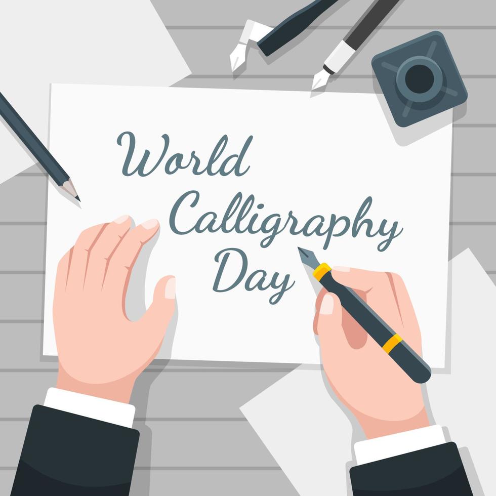 célébration de l'événement de la journée mondiale de la calligraphie vecteur