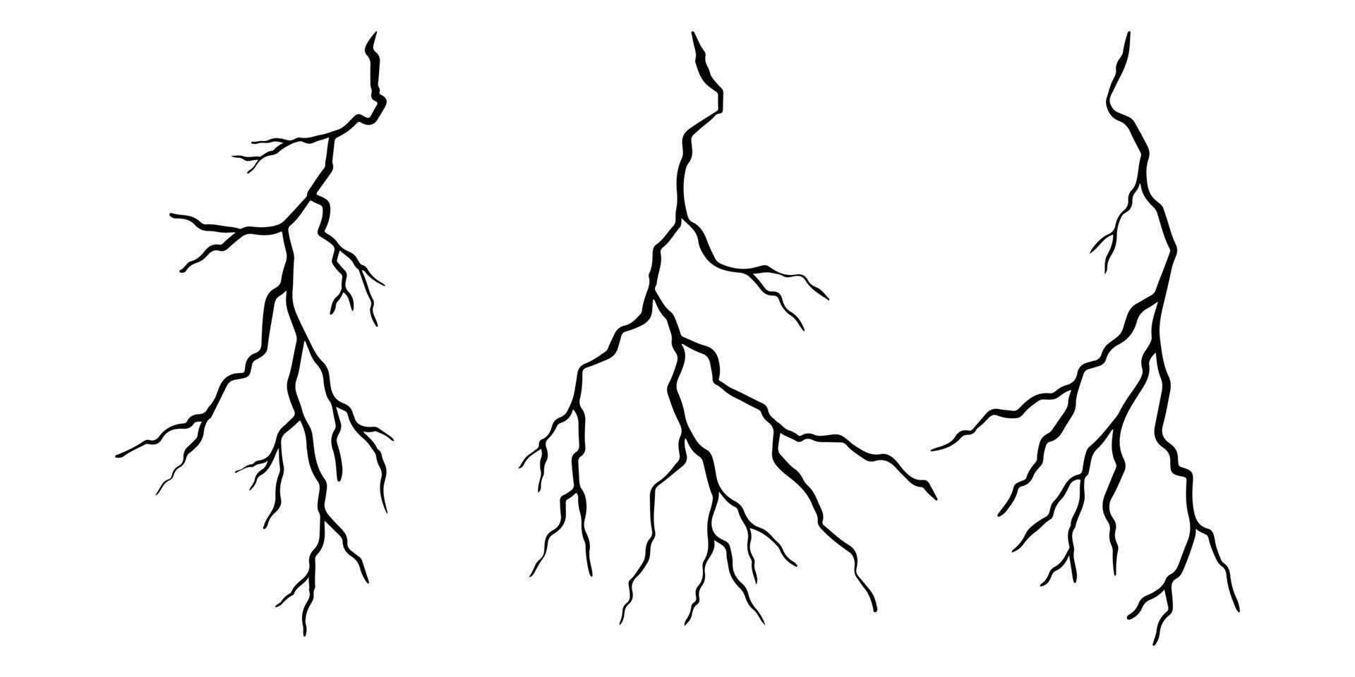 ensemble de fissures dessinées à la main isolées sur fond blanc. illustration vectorielle. vecteur