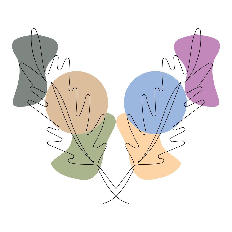 création de logo de lignes de feuilles, icônes d'arrière-plan couleurs d'œuvres d'art pastel vecteur