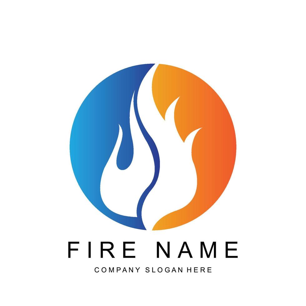 création de logo de flamme brûlante, illustration d'icône de marque de produit vecteur