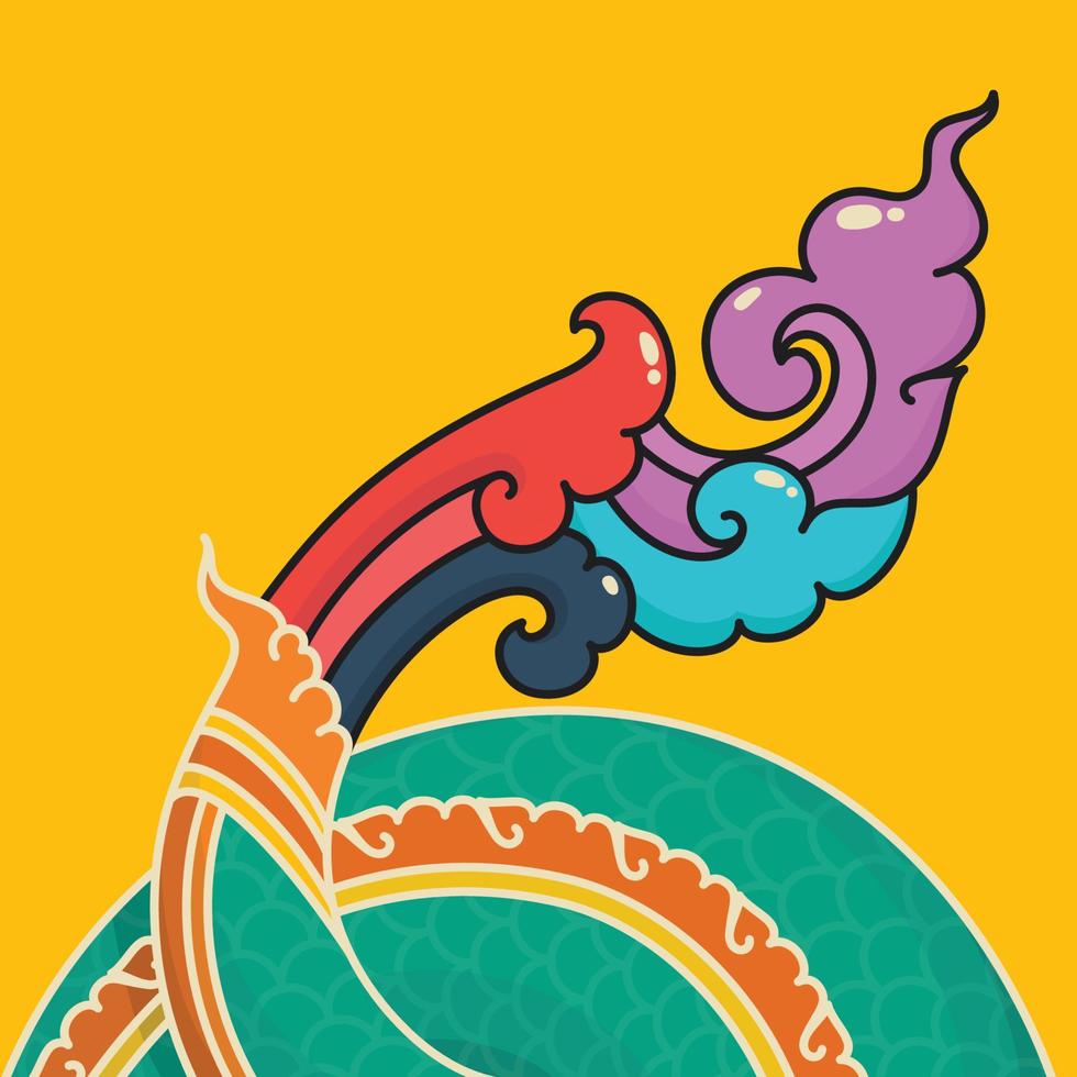 queue du serpent de thaïlande kawaii coloré doodle illustration vectorielle de dessin animé plat vecteur