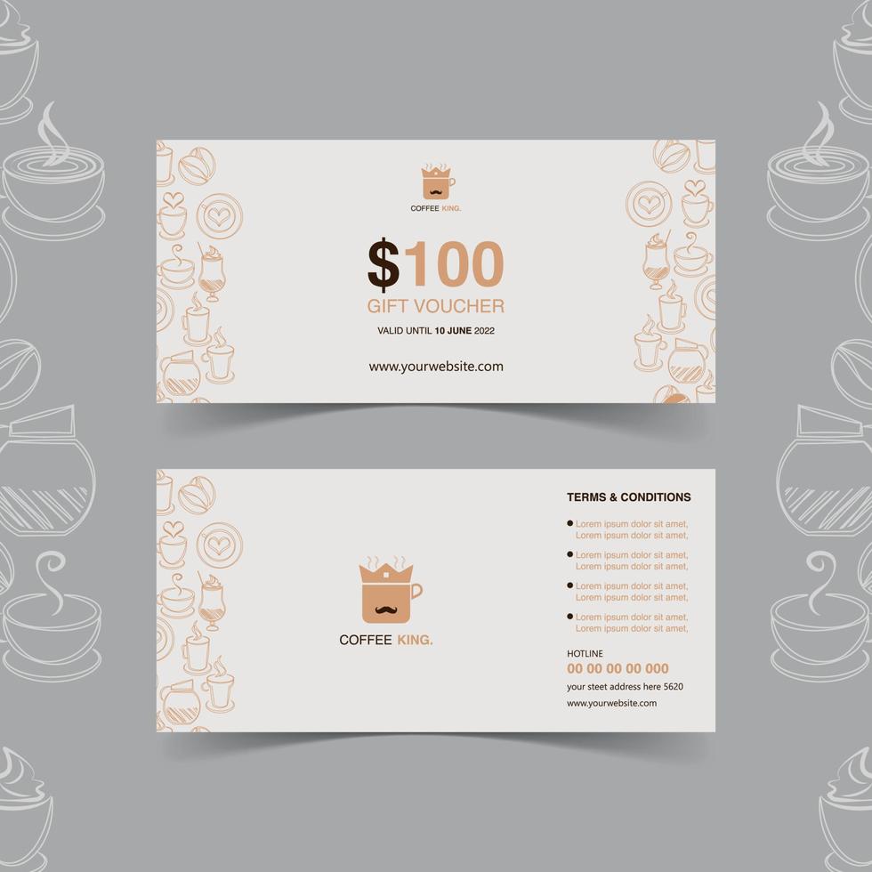 vecteur gratuit de coupon de réduction de bon de café