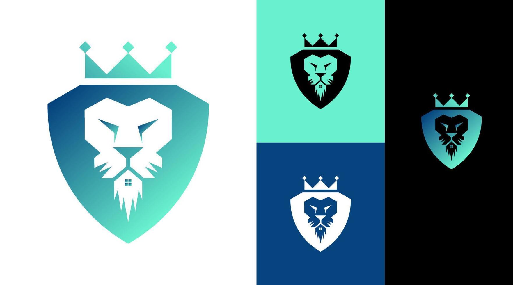 concept de conception de logo de couronne de roi lion vecteur