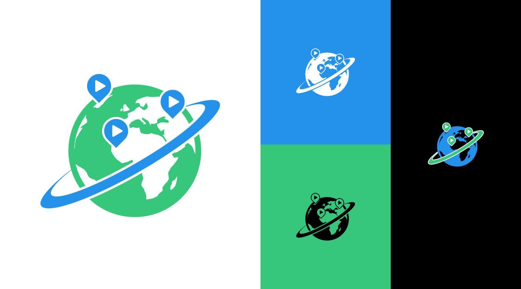 world globe travel location pin business company logo design concept vecteur