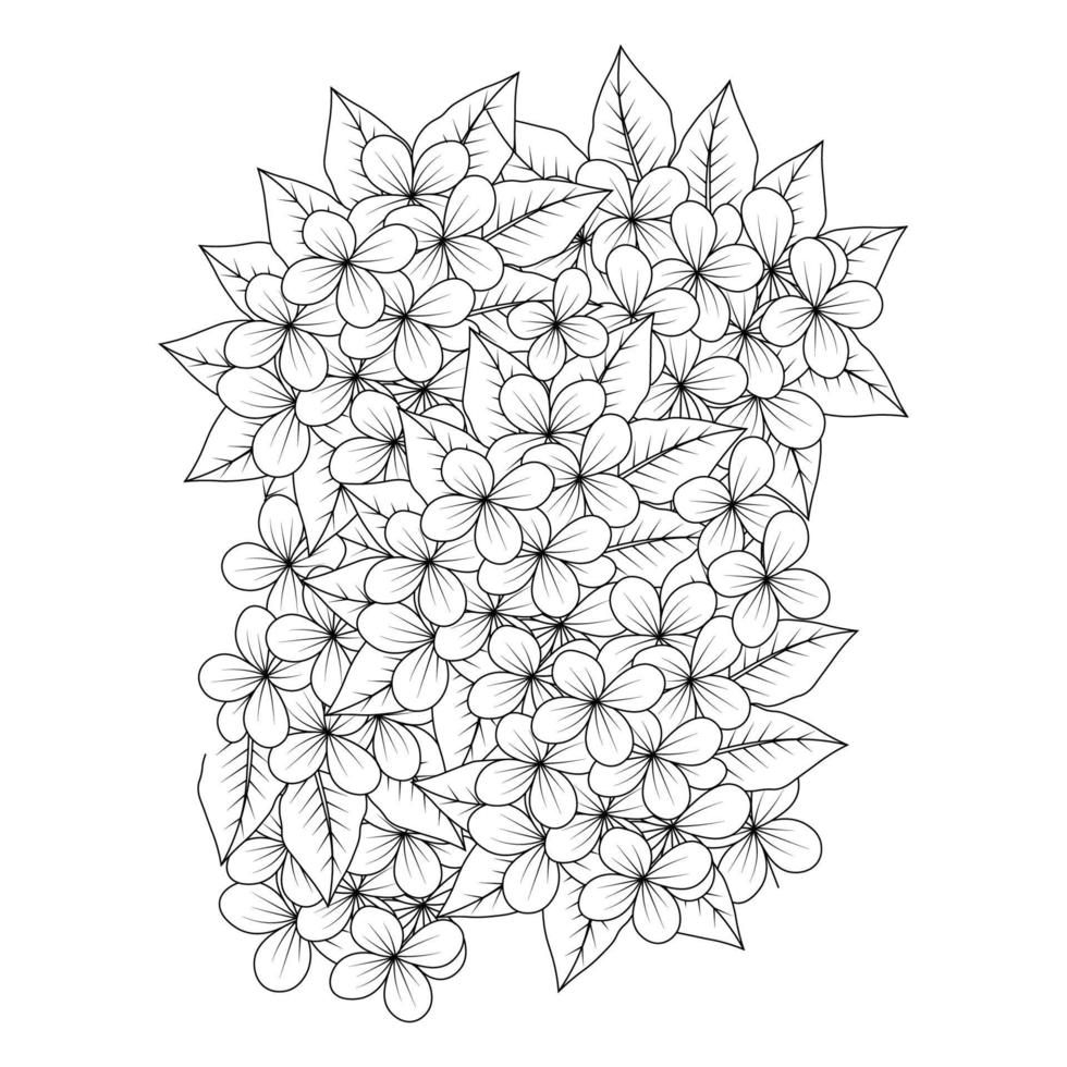 dessin au trait au crayon fleur de griffonnage en fleurs page de livre de coloriage pour l'impression vecteur