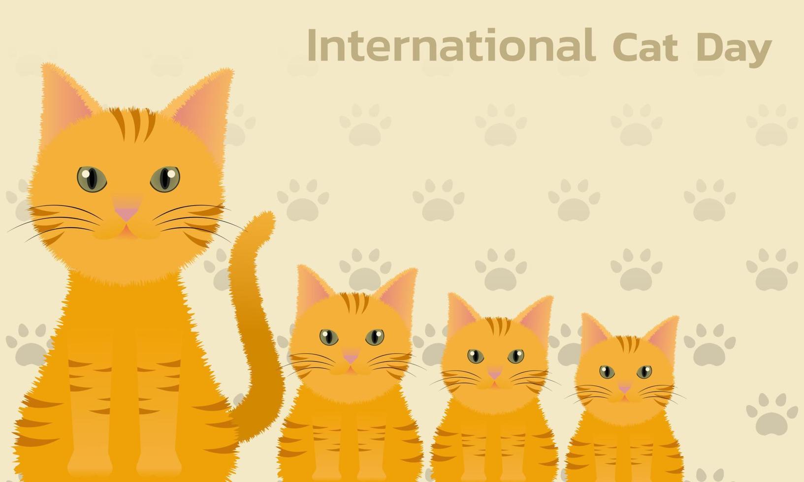 concept de la journée mondiale du chat.journée internationale du chat. notion de vacances. modèle pour l'arrière-plan, la bannière Web, la carte, l'affiche vecteur
