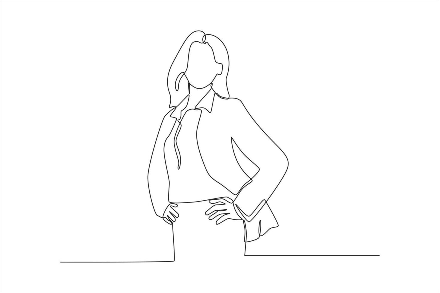 une ligne continue dessinant une femme d'affaires moderne au bureau. concept de femme moderne. illustration graphique vectorielle de dessin à une seule ligne. vecteur