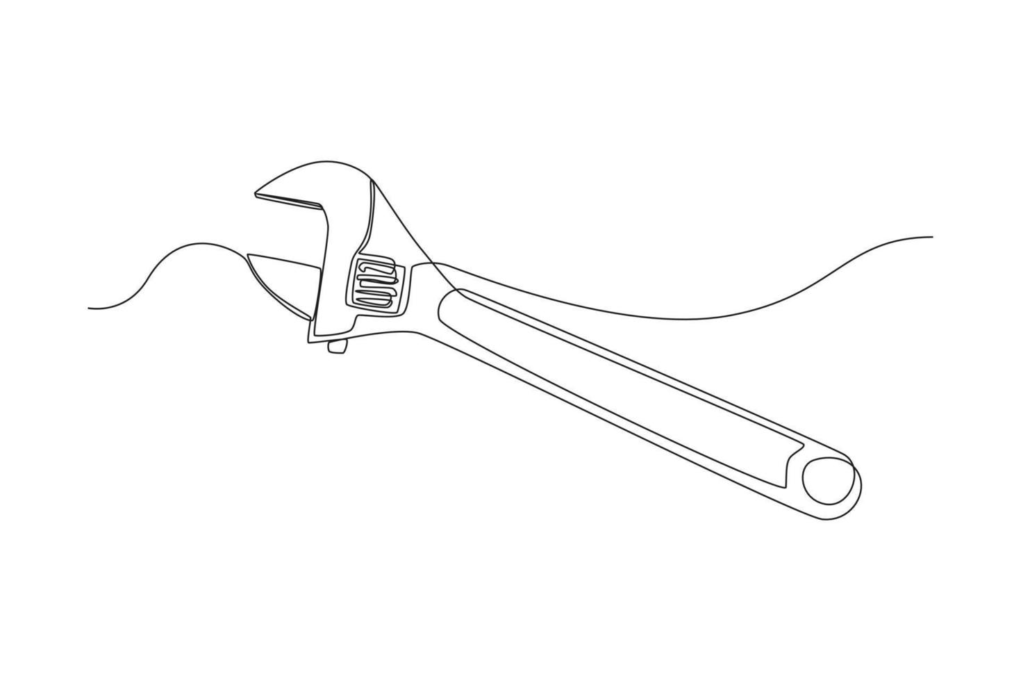 une ligne continue dessinant une clé à molette. concept de la journée des ingénieurs. illustration graphique vectorielle de dessin à une seule ligne. vecteur