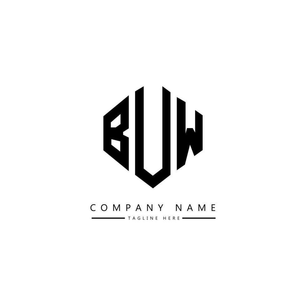 création de logo de lettre buw avec forme de polygone. création de logo en forme de polygone et de cube buw. modèle de logo vectoriel hexagone buw couleurs blanches et noires. monogramme buw, logo d'entreprise et immobilier.