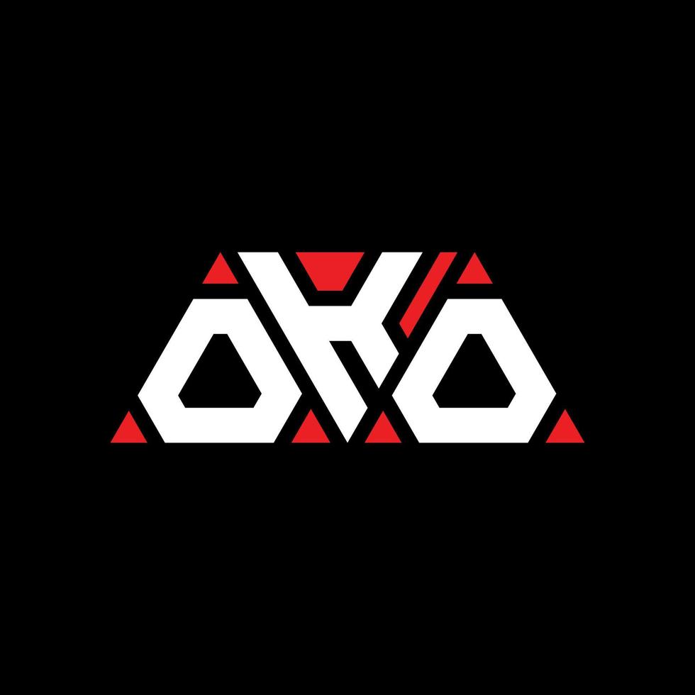 création de logo de lettre triangle oko avec forme de triangle. monogramme de conception de logo triangle oko. modèle de logo vectoriel triangle oko avec couleur rouge. logo triangulaire oko logo simple, élégant et luxueux. d'accord