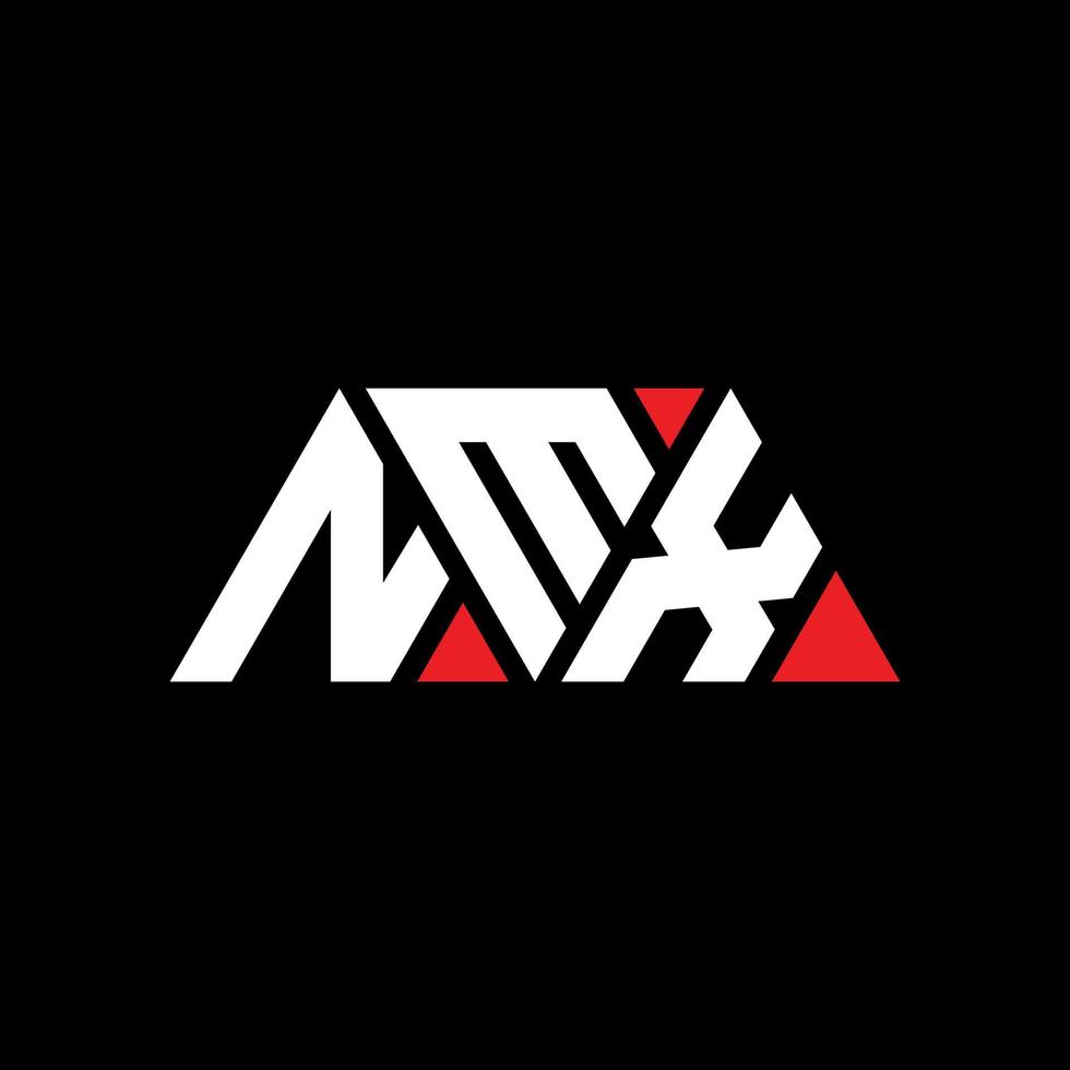 création de logo de lettre triangle nmx avec forme de triangle. monogramme de conception de logo triangle nmx. modèle de logo vectoriel triangle nmx avec couleur rouge. logo triangulaire nmx logo simple, élégant et luxueux. nmx