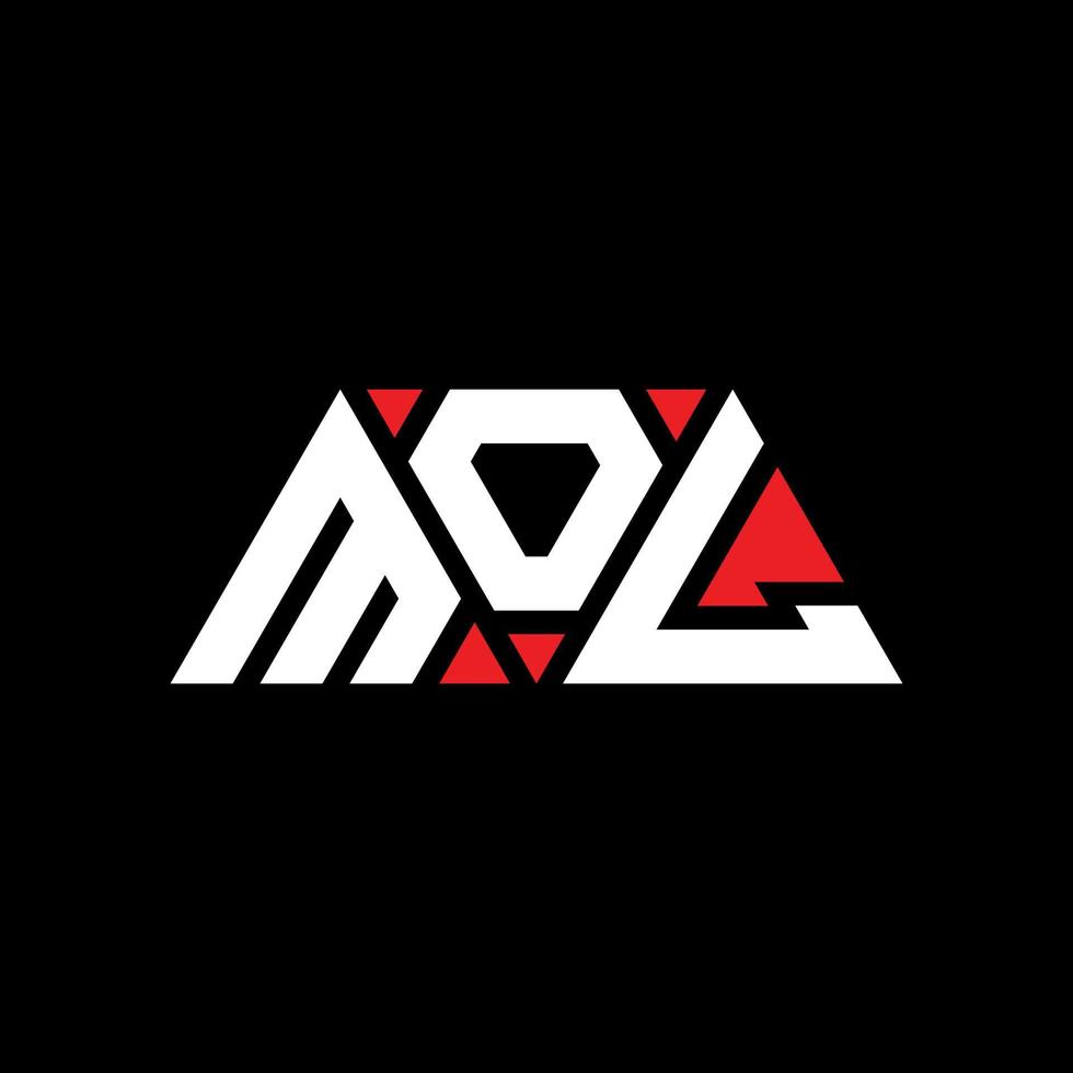 création de logo de lettre triangle mol avec forme de triangle. monogramme de conception de logo triangle mol. modèle de logo vectoriel triangle mol avec couleur rouge. logo triangulaire mol logo simple, élégant et luxueux. mol