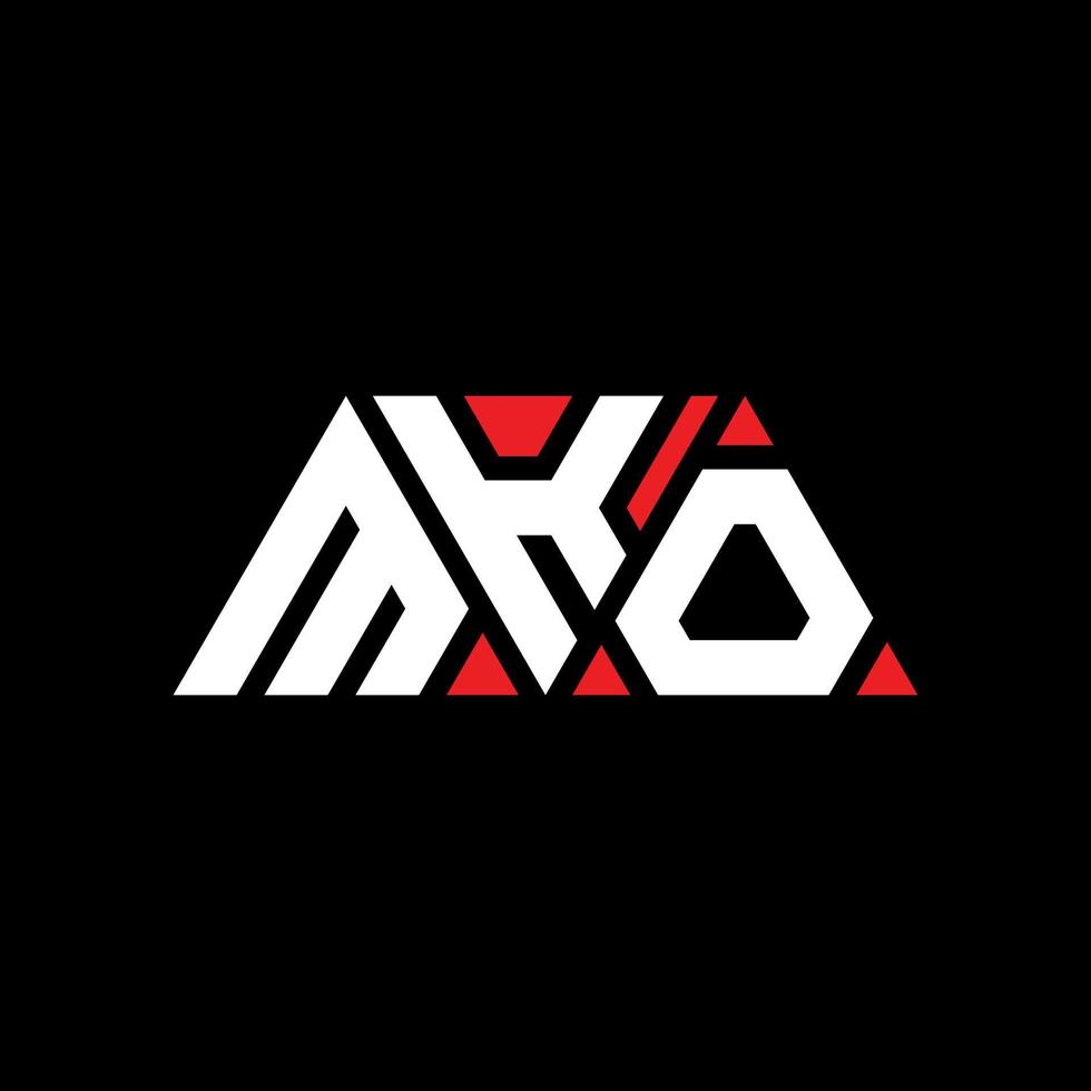 création de logo de lettre triangle mko avec forme de triangle. monogramme de conception de logo triangle mko. modèle de logo vectoriel triangle mko avec couleur rouge. logo triangulaire mko logo simple, élégant et luxueux. mko