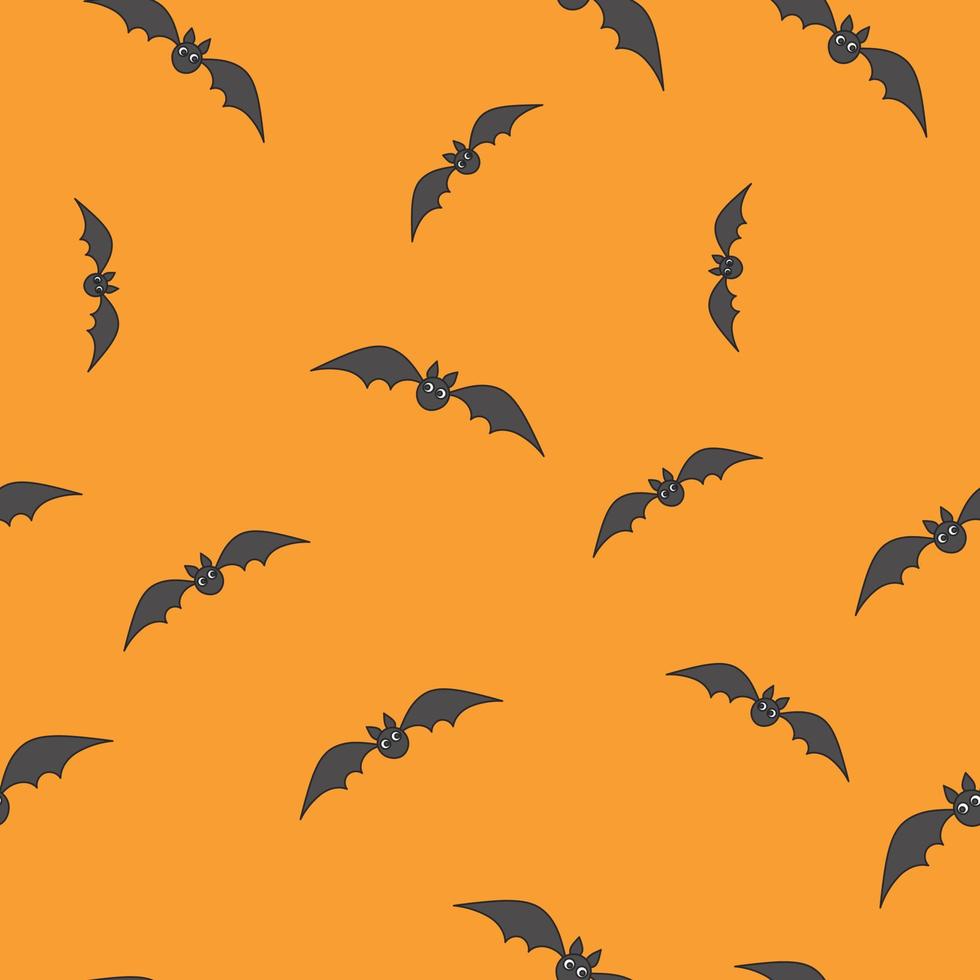 modèle vectoriel sans fin sans couture pour halloween. chauves-souris sur fond orange.