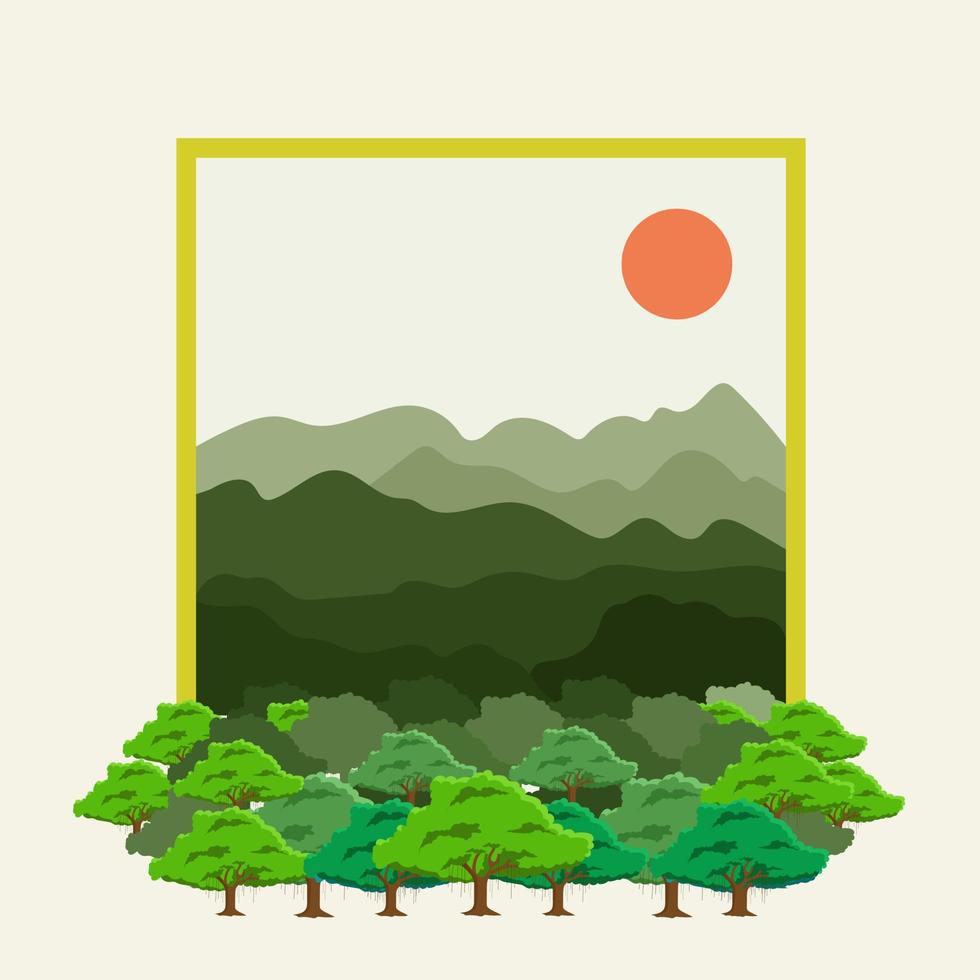 cadre d'arbres et vue sur le paysage nature vecteur