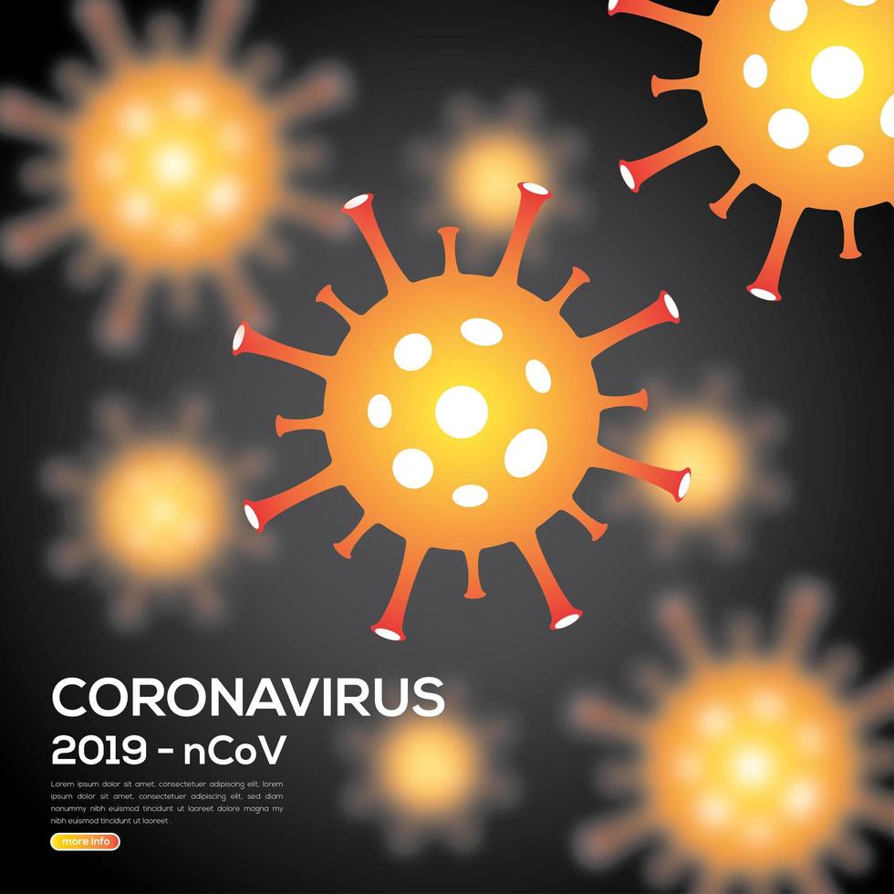affiche d'infection de coronavirus orange et noir vecteur