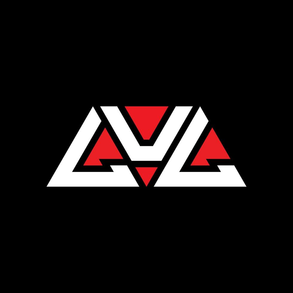 création de logo de lettre triangle lul avec forme de triangle. monogramme de conception de logo triangle lul. modèle de logo vectoriel triangle lul avec couleur rouge. lul logo triangulaire logo simple, élégant et luxueux. loul