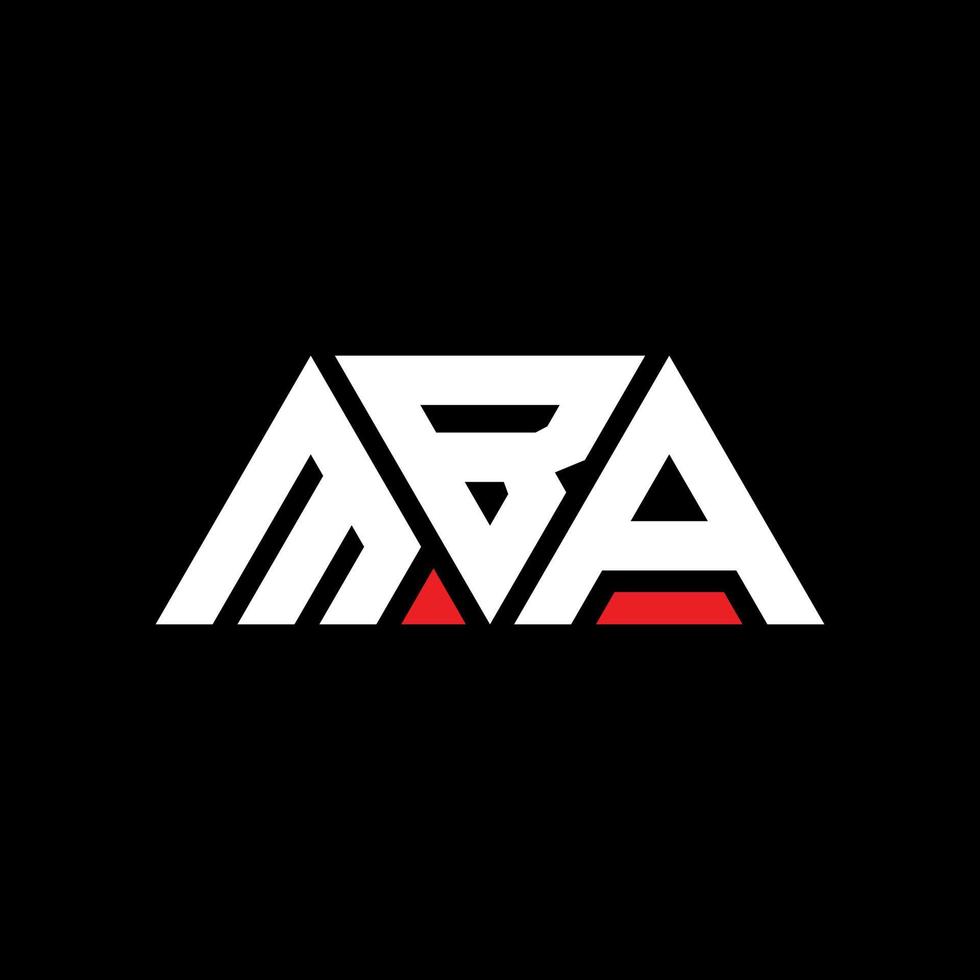 création de logo de lettre triangle mba avec forme de triangle. monogramme de conception de logo triangle mba. modèle de logo vectoriel triangle mba avec couleur rouge. logo triangulaire mba logo simple, élégant et luxueux. MBA