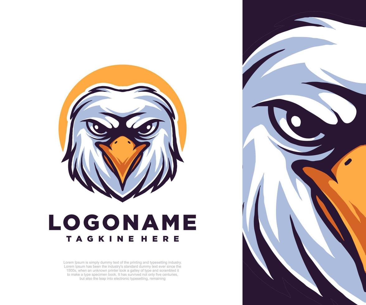 logo d'illustration de mascotte de tête d'aigle. vecteur