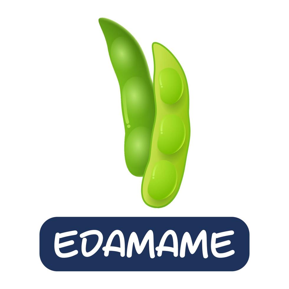 vecteur de légumes edamame dessin animé isolé sur fond blanc